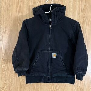 Carhartt Kids Black Duck Canvas Quilted Lining Hooded Coat
